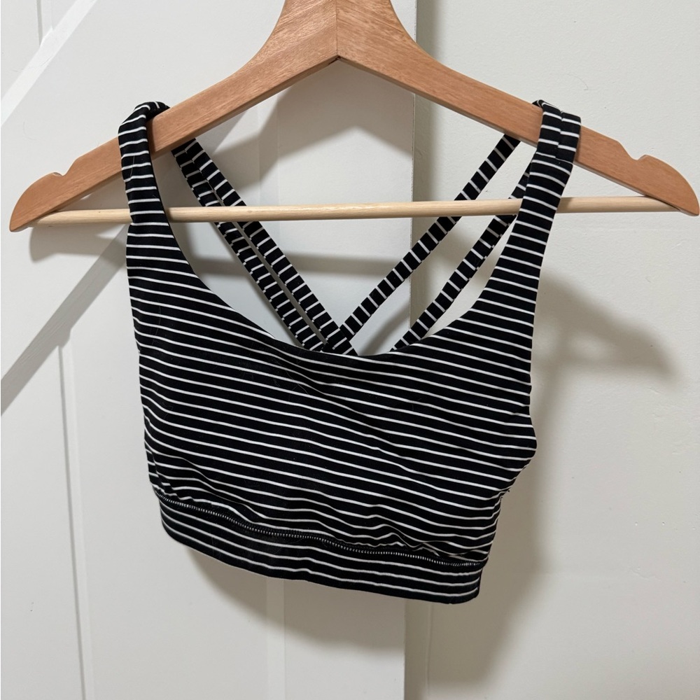 Lululemon Athletica Black and White Striped Crop Top